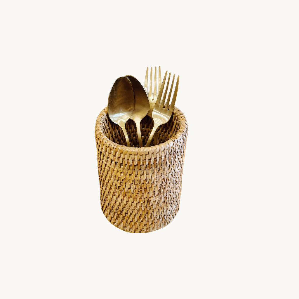 Rattan Brush  Holder/ Cutlery Holder