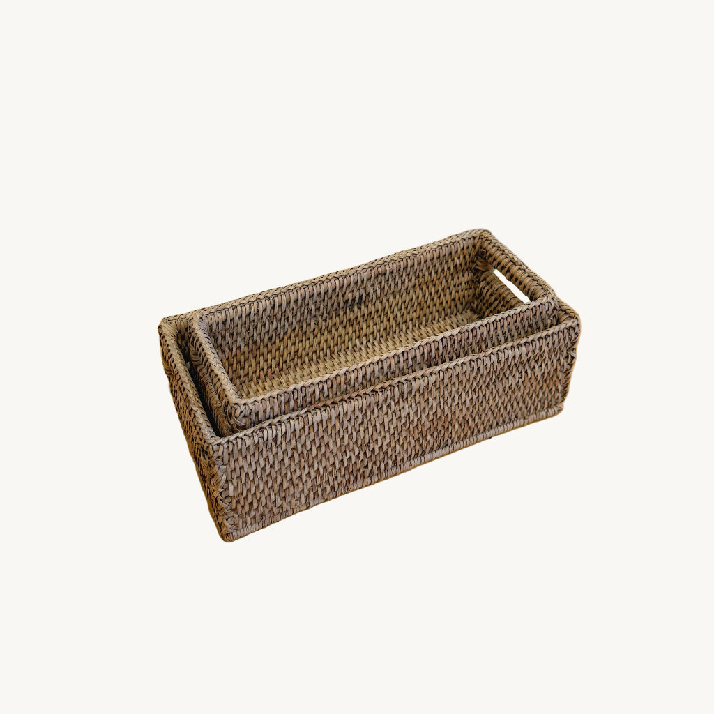 Rattan Small Rectangular Storage Basket