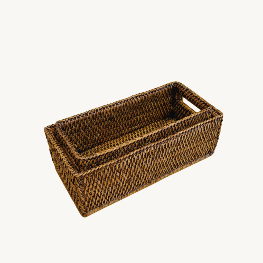 Rattan Small Rectangular Storage Basket
