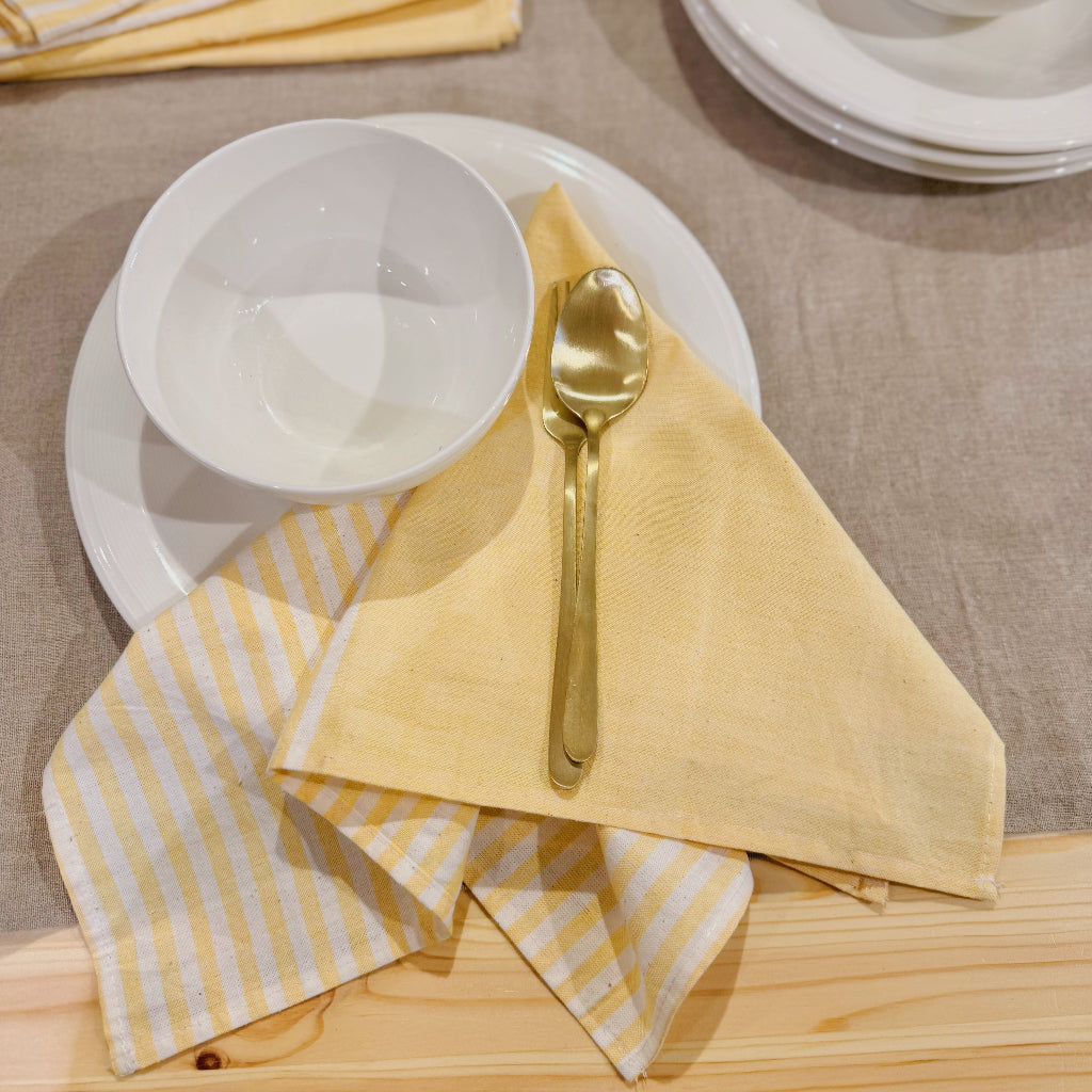 Handwoven & Hand-Dyed Half-Stripe Cotton Napkins (Set of 4)