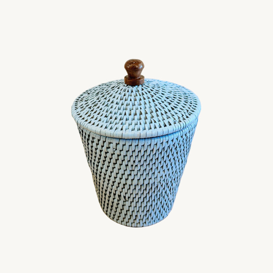 Rattan Small Pot with Lid/ Cottonwool pot