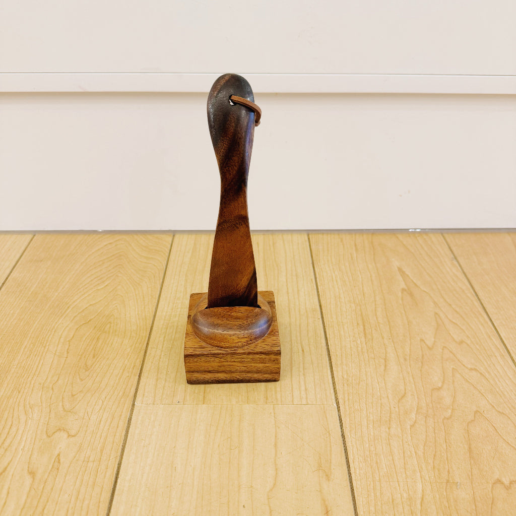 Handturned Wooden Shoe Horn with Stand- Lebbeck Wood
