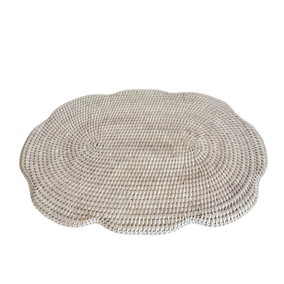 Rattan Oval Scallop Placemat / Rattan Oval Scallop Tablemat