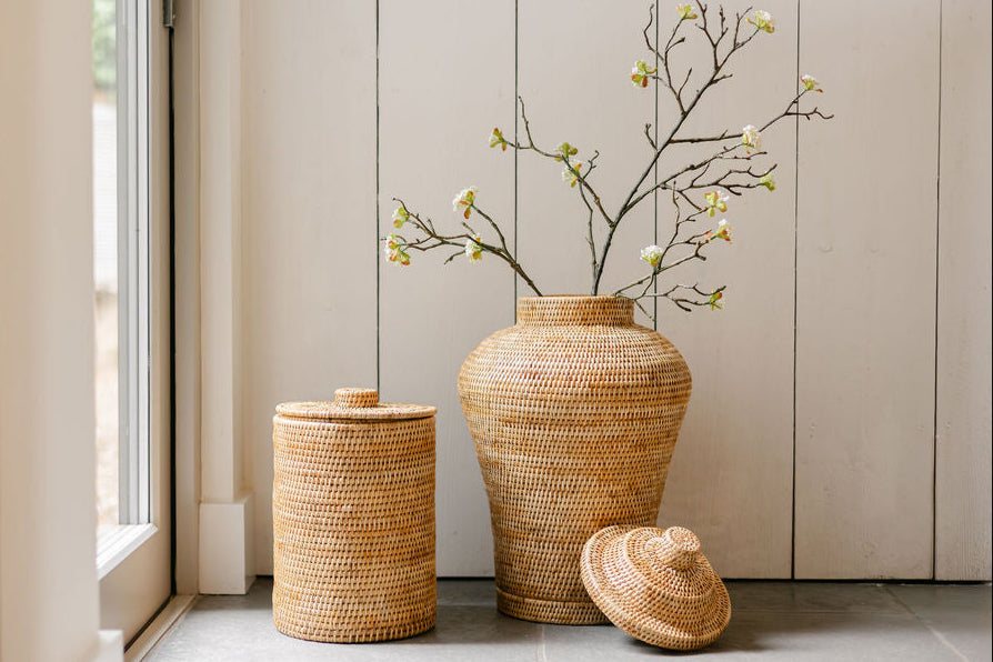 rattan baskets with lid