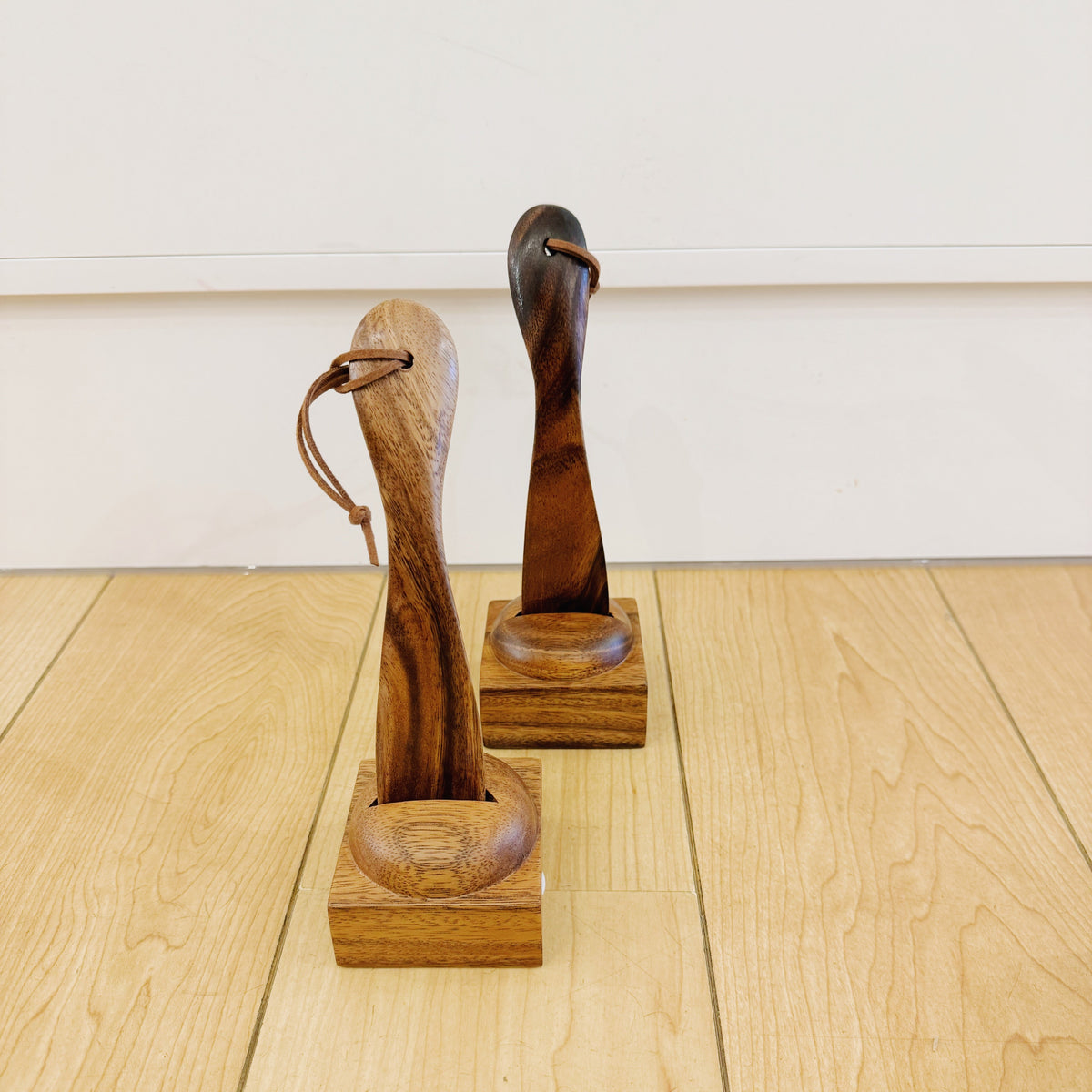 Handturned Wooden Shoe Horn with Stand- Lebbeck Wood