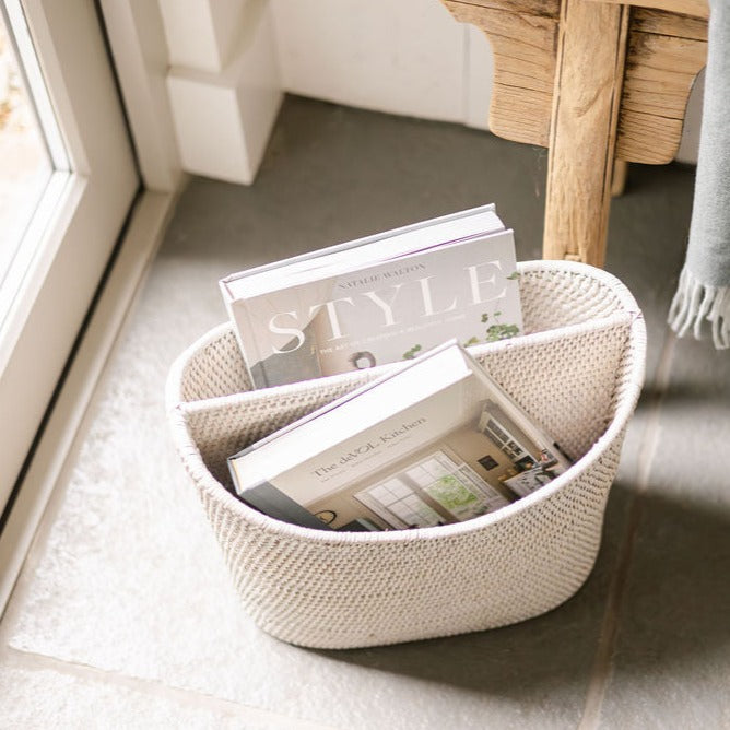 Rattan Newspaper / Magazine Holder With Inset Handle