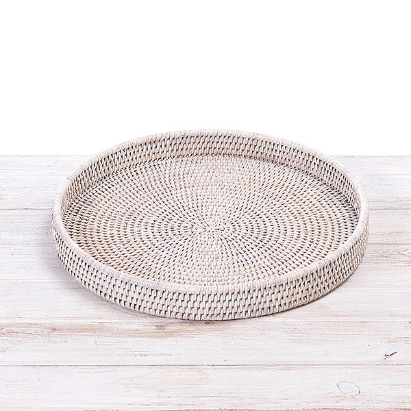 Rattan Large Round Serving Tray