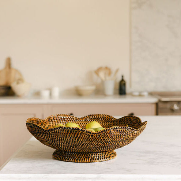 Rattan Scallop Fruit Bowl/ Fruit Tray