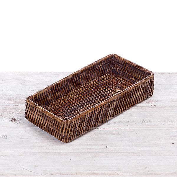 dark rattan tray