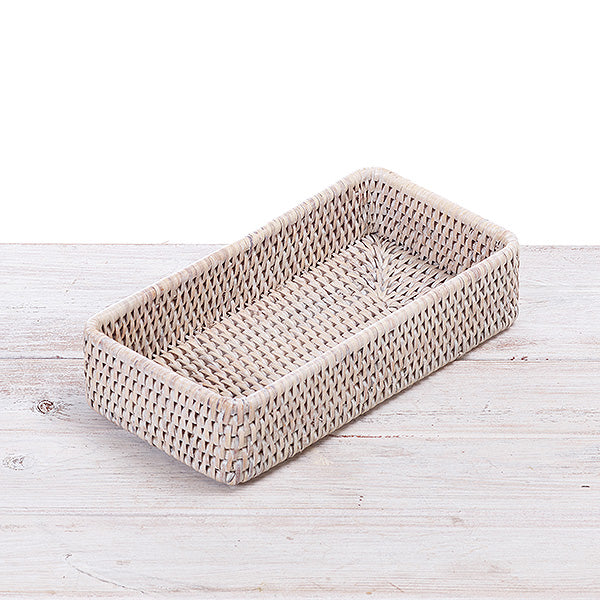 white rattan tray