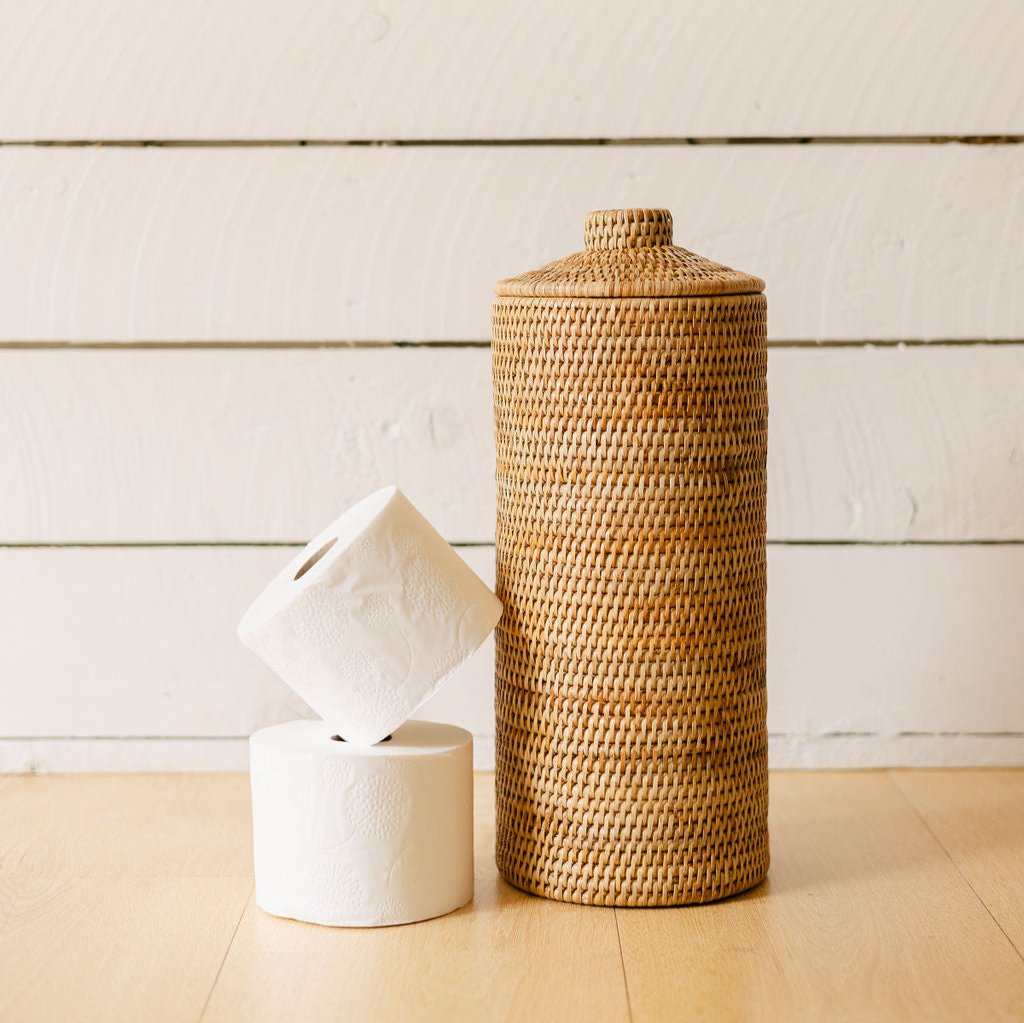 light rattan toilet roll holder