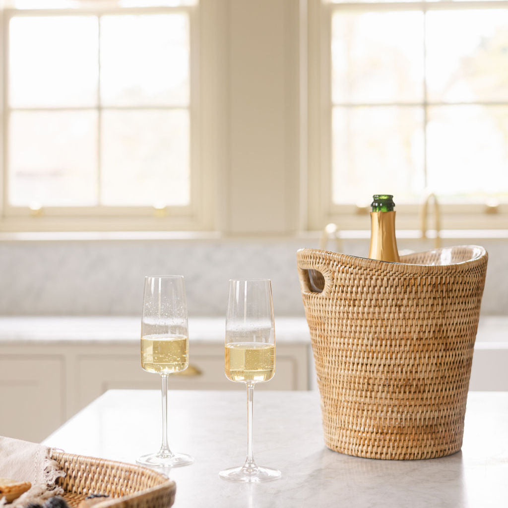Rattan Ice Bucket withl Liner – Champagne Bucket