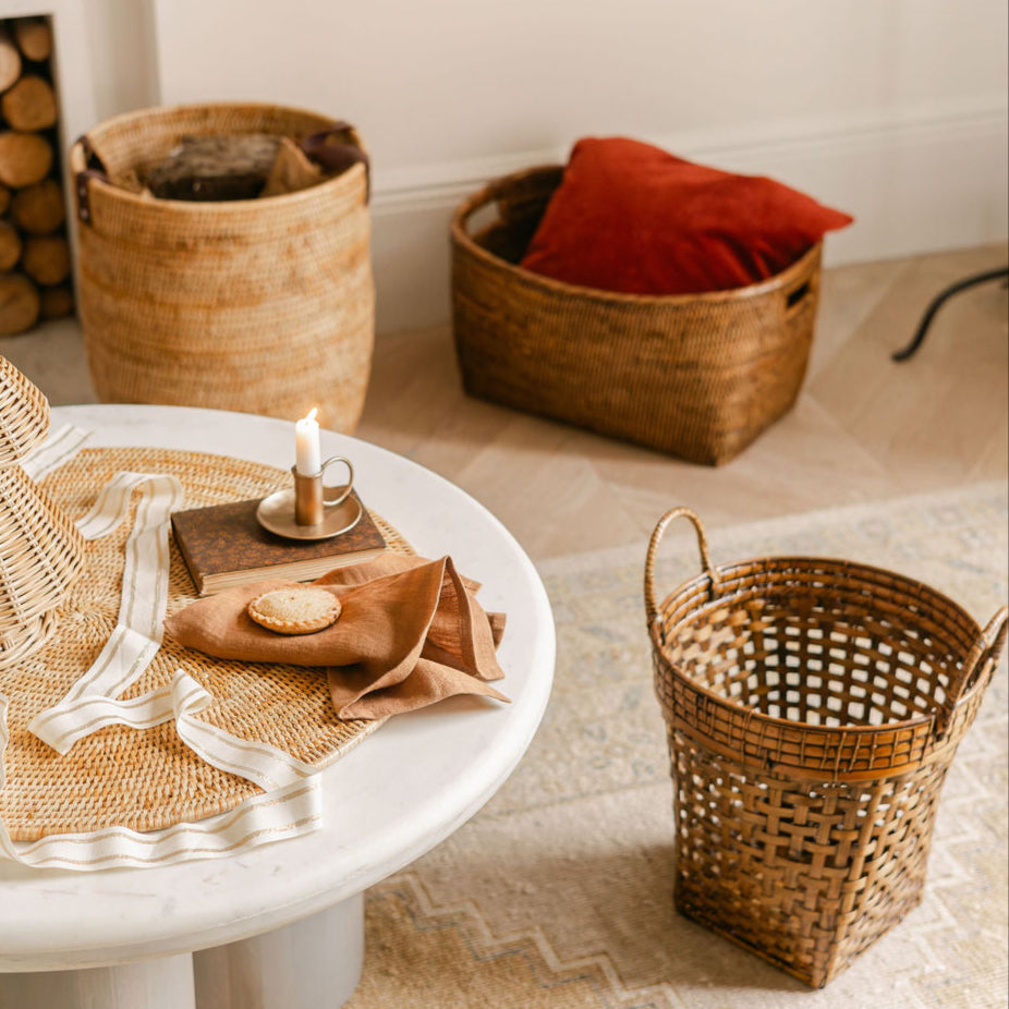 Rattan Large Family Blanket Storage Basket