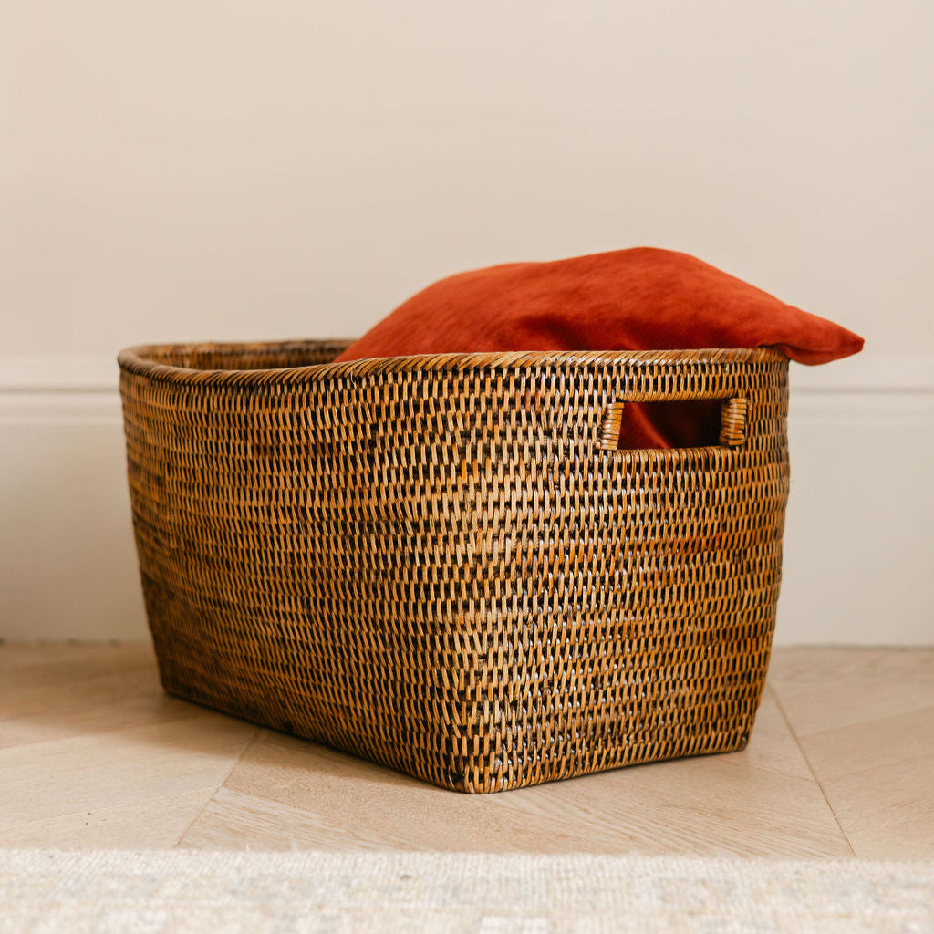 Rattan Large Family Blanket Storage Basket