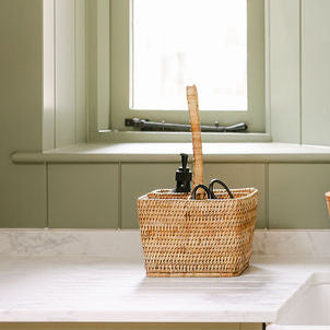 Rattan Table Cutlery Caddy- Rattan Tall Condiment Holder