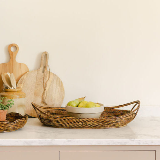 Serene Rattan Fruit Boat Tray /Rattan Royal Oval Boat Tray