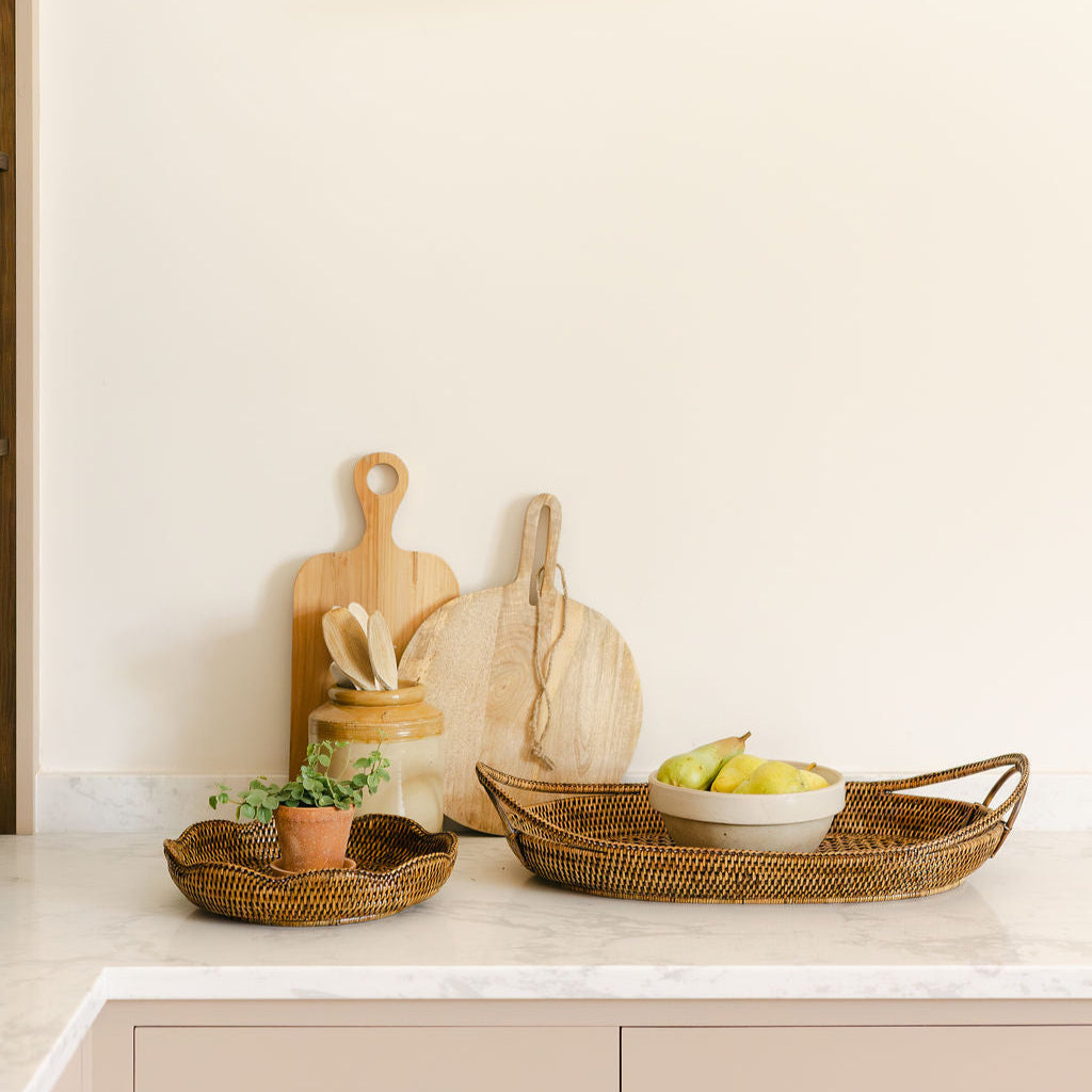 Serene Rattan Fruit Boat Tray /Rattan Royal Oval Boat Tray