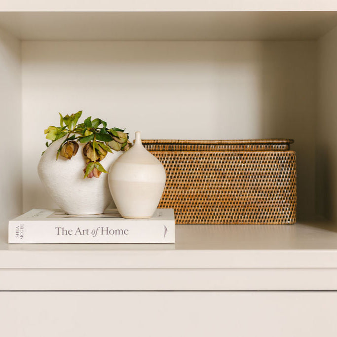 Rattan small  Rectangular Storage Basket with Lid