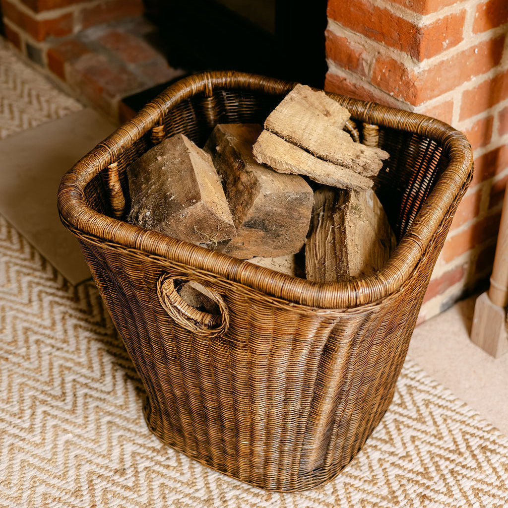 Large Rattan Tapered Log Basket