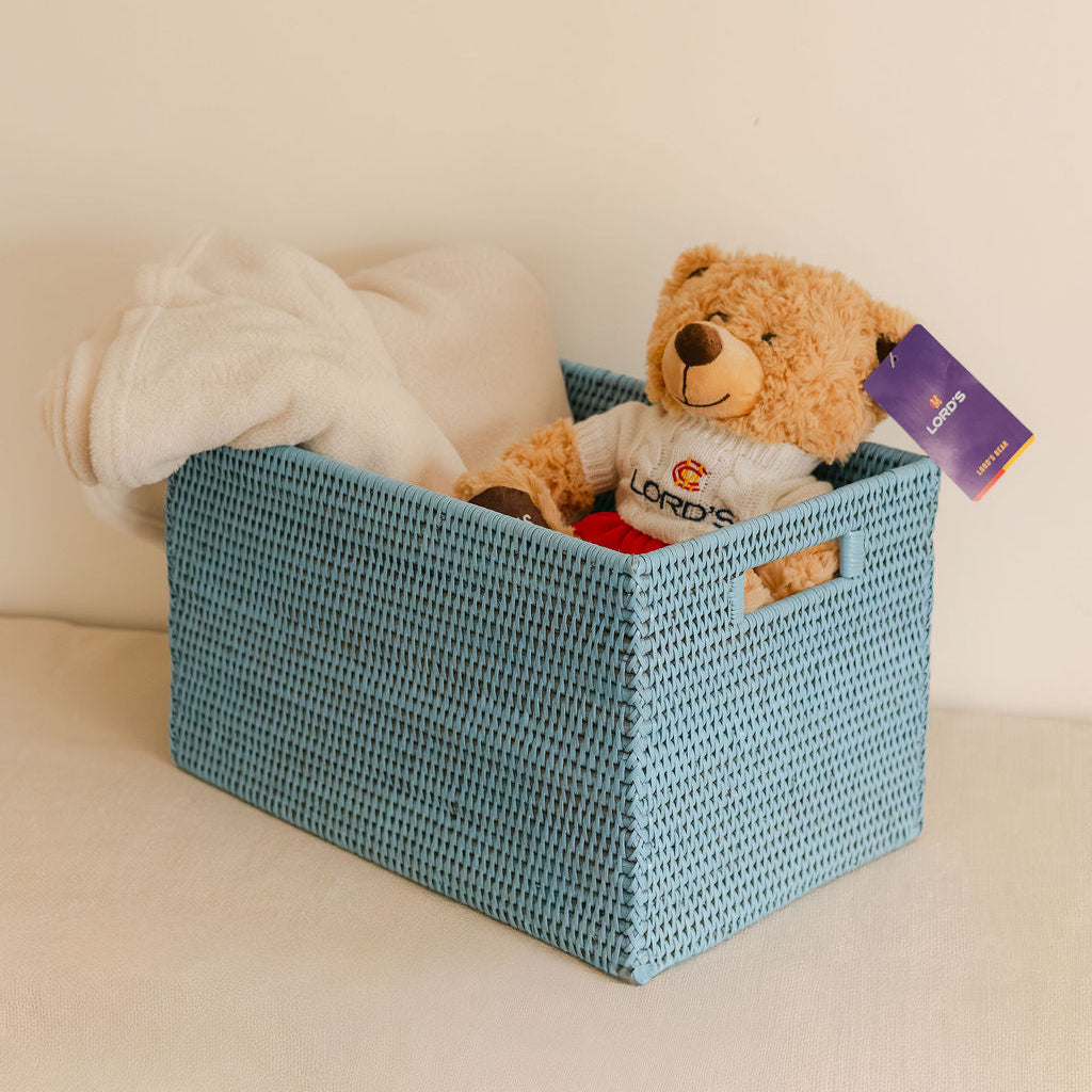Rattan Large Rectangular Storage Basket with Inset Handles
