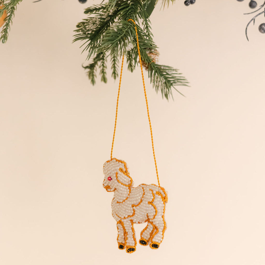 Mandalay Pearl Sheep -Embroidered Tapestry Xmas Hanging