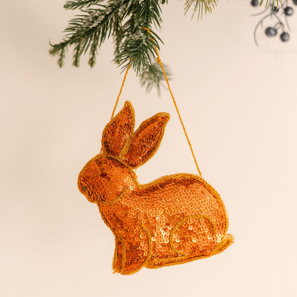 Mandalay Hand-Sequinned Rabbit - Xmas Hanging