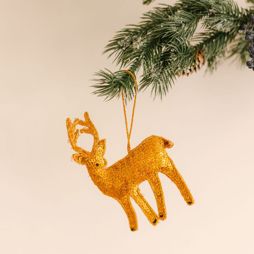 Mandalay Hand-Sequinned Deer - Xmas Hanging