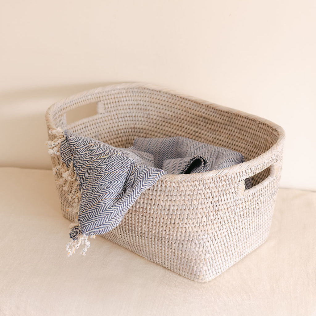 Rattan Large Family Blanket Storage Basket