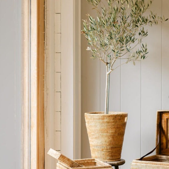 Rattan Large Waste Bin with Inset Handles