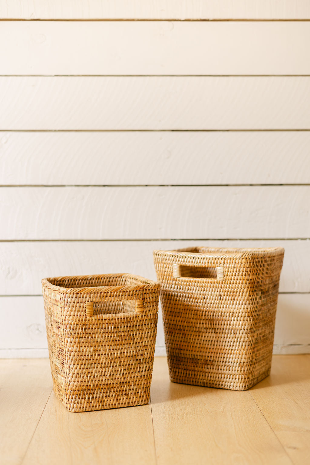 Rattan Square Waste Bin with Inset Handles