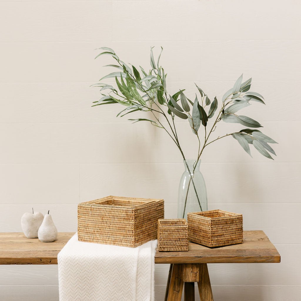 Rattan Small Square Storage Baskets