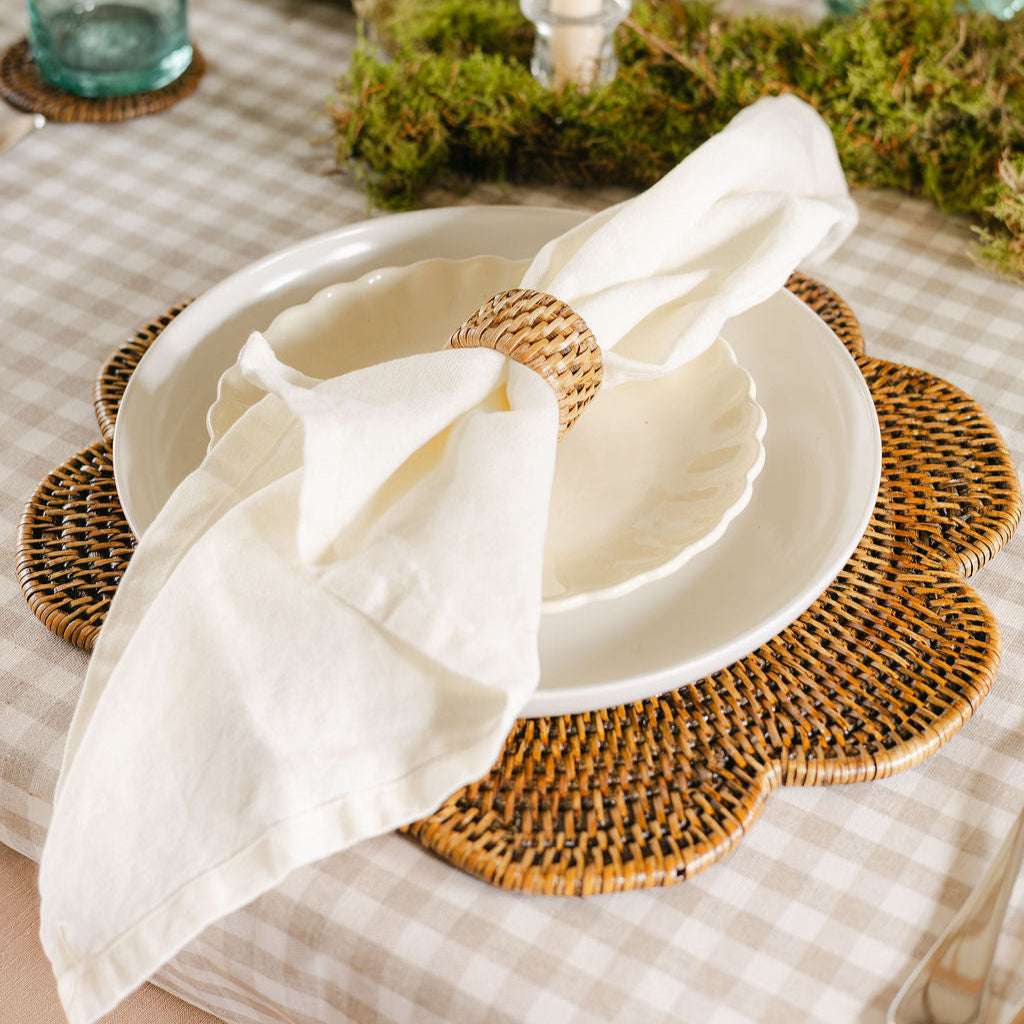 Rattan scallop round Placemat / Scallop round tablemat