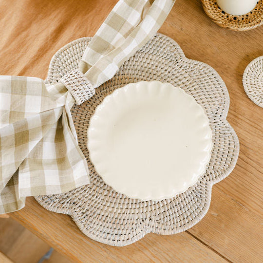 Rattan scallop round Placemat / Scallop round tablemat