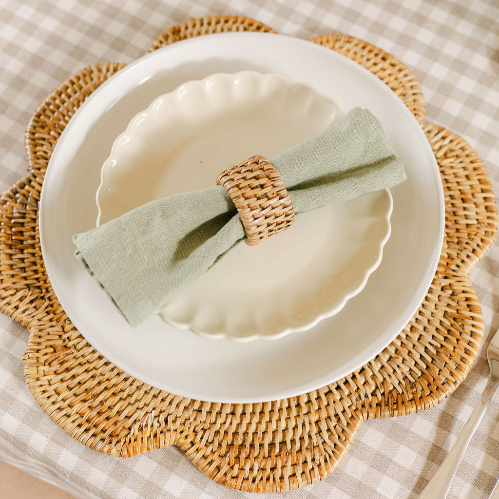 Rattan scallop round Placemat / Scallop round tablemat