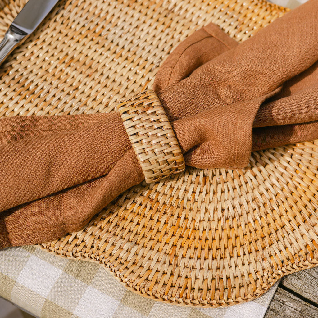 Rattan Oval Scallop Placemat / Rattan Oval Scallop Tablemat