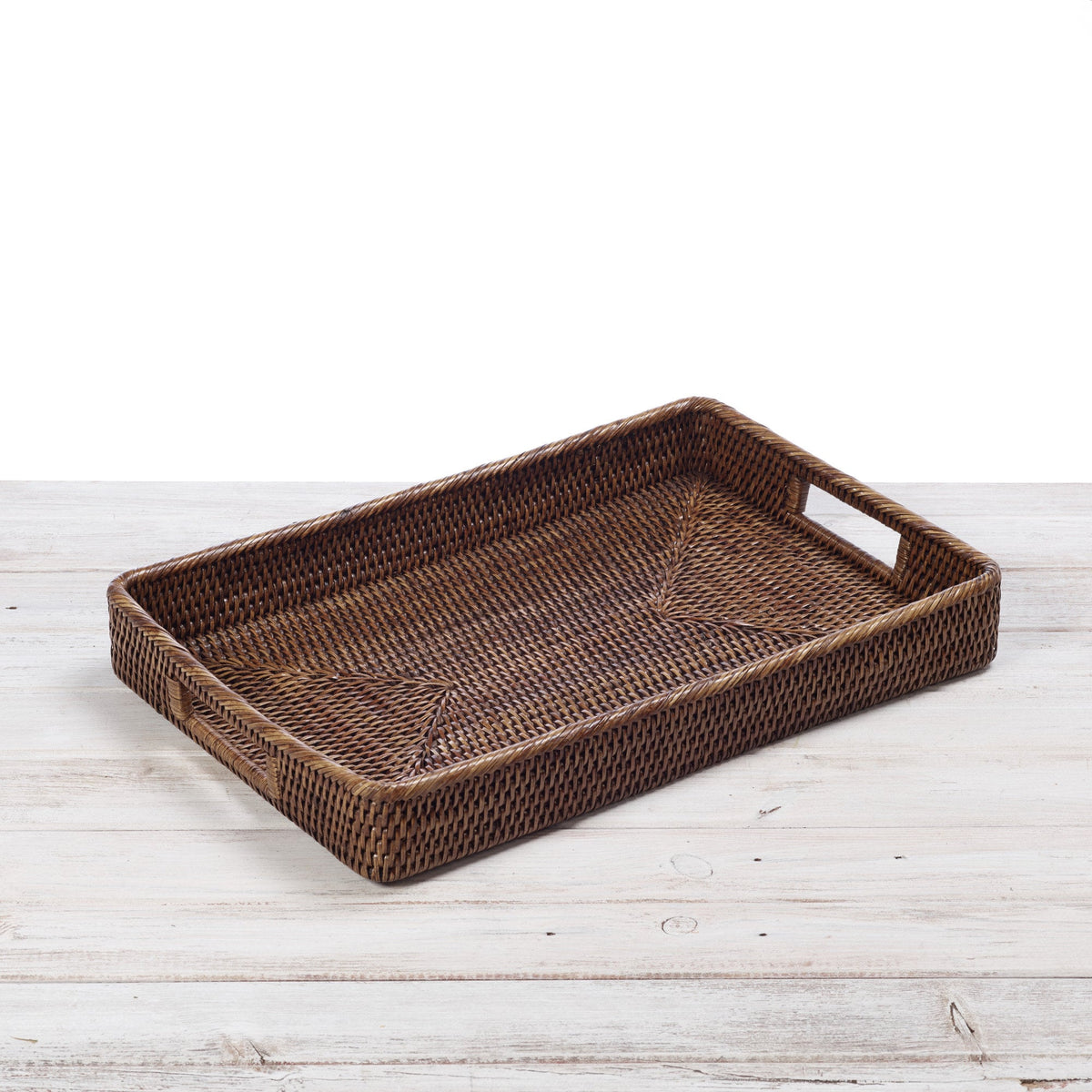 Rattan Rectangular Serving Tray with Inset Handles