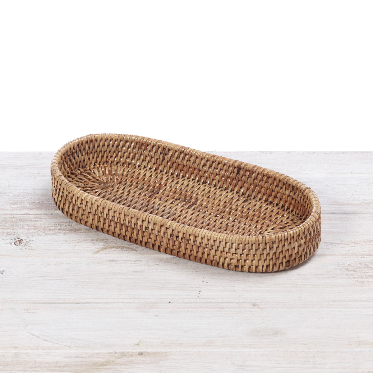 light oval rattan tray