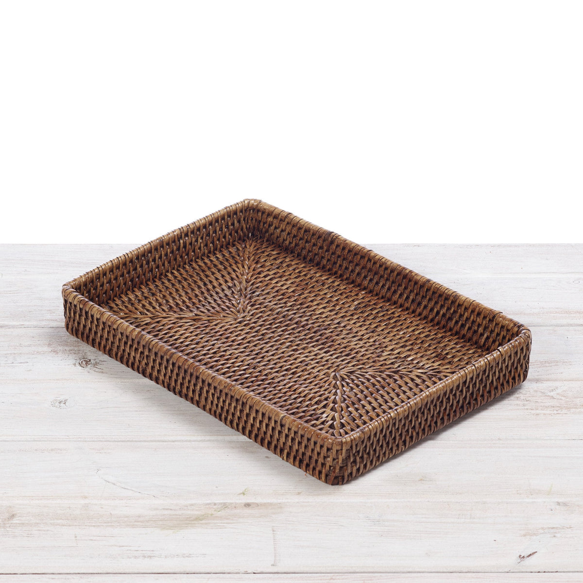 dark rattan tray