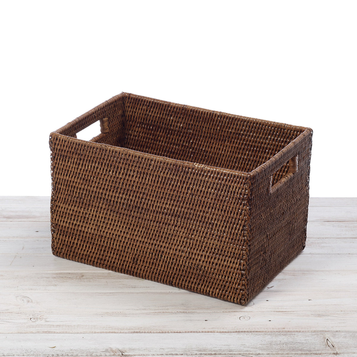 Rattan Large Rectangular Storage Basket with Inset Handles