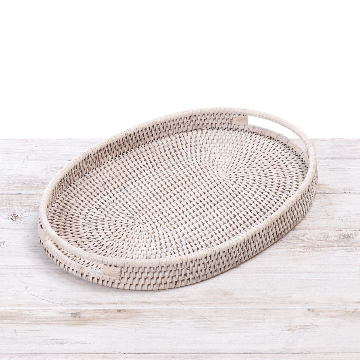 Rattan Oval Tray with Inset Handles