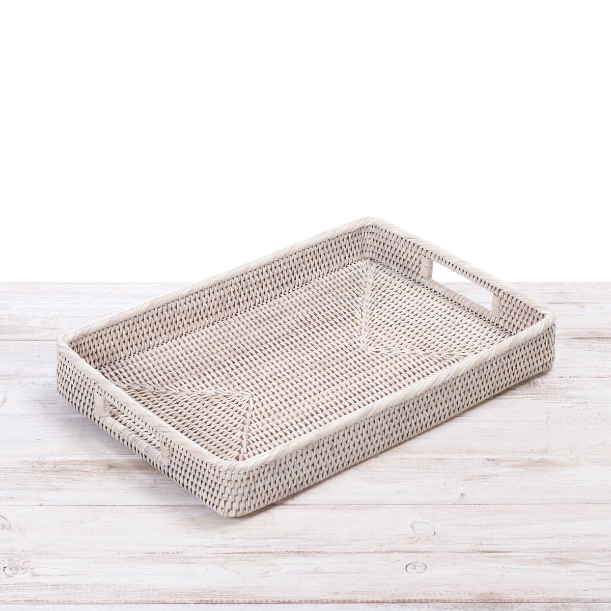 Rattan Rectangular Serving Tray with Inset Handles