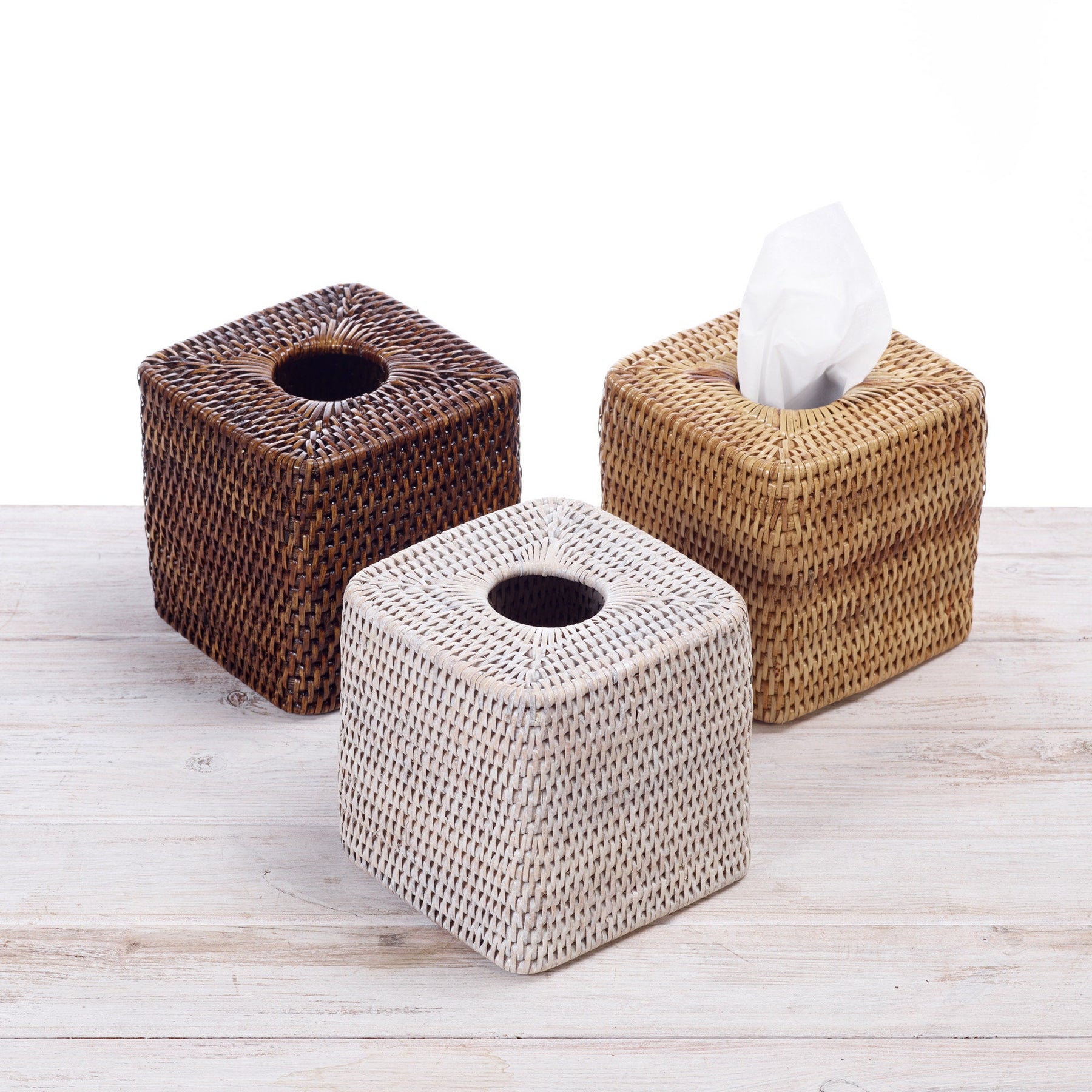 Rattan Square Tissue Box Cover