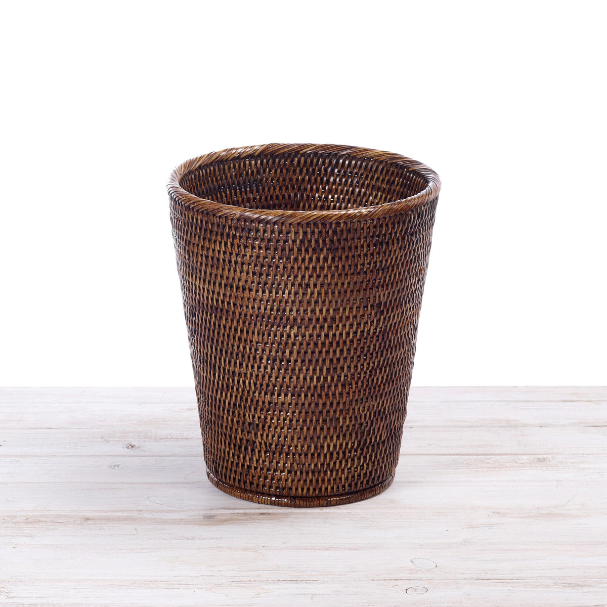 dark rattan waste bin