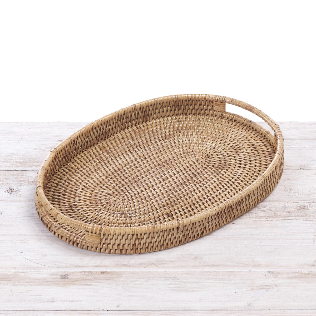 Rattan Oval Tray with Inset Handles