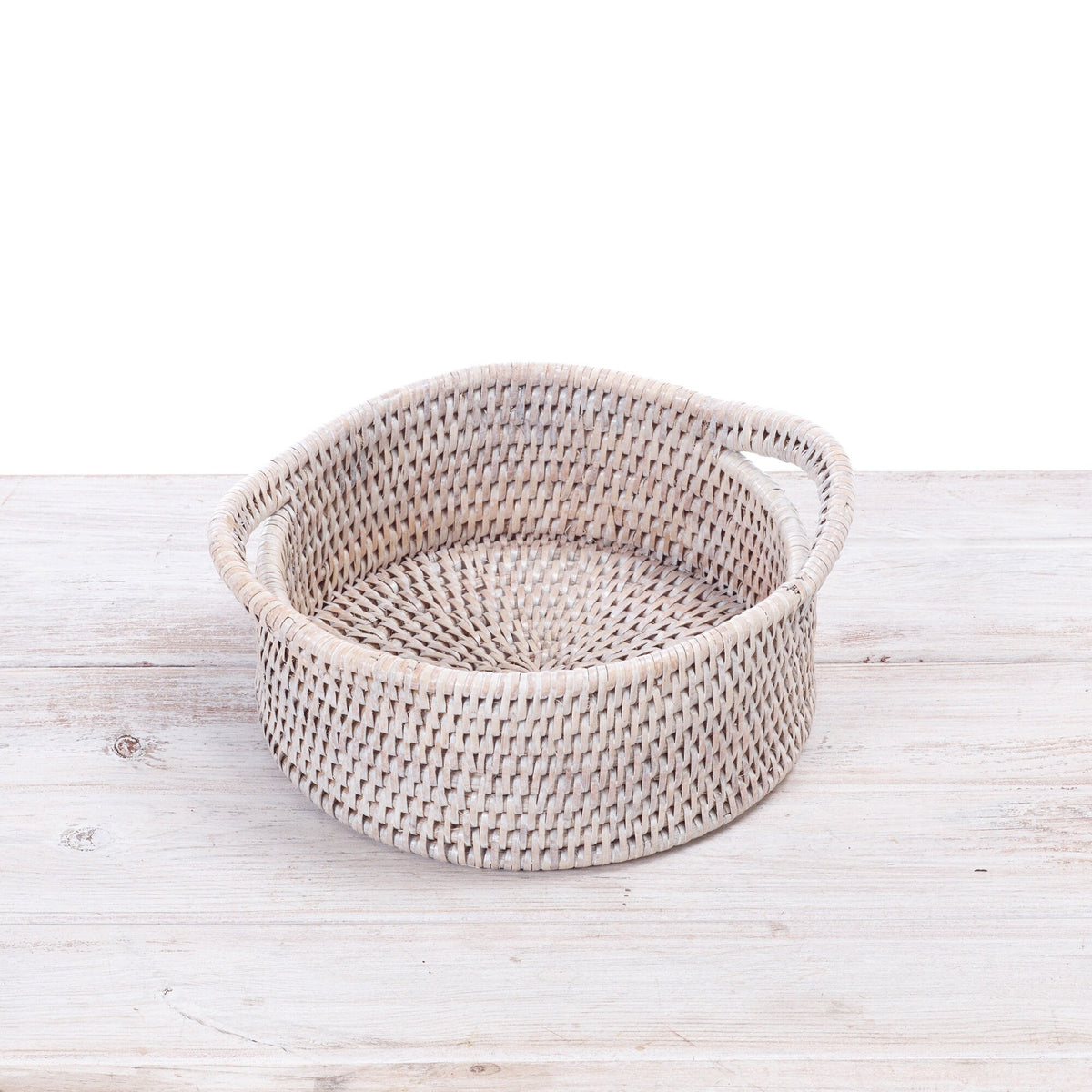 white round tray with handles