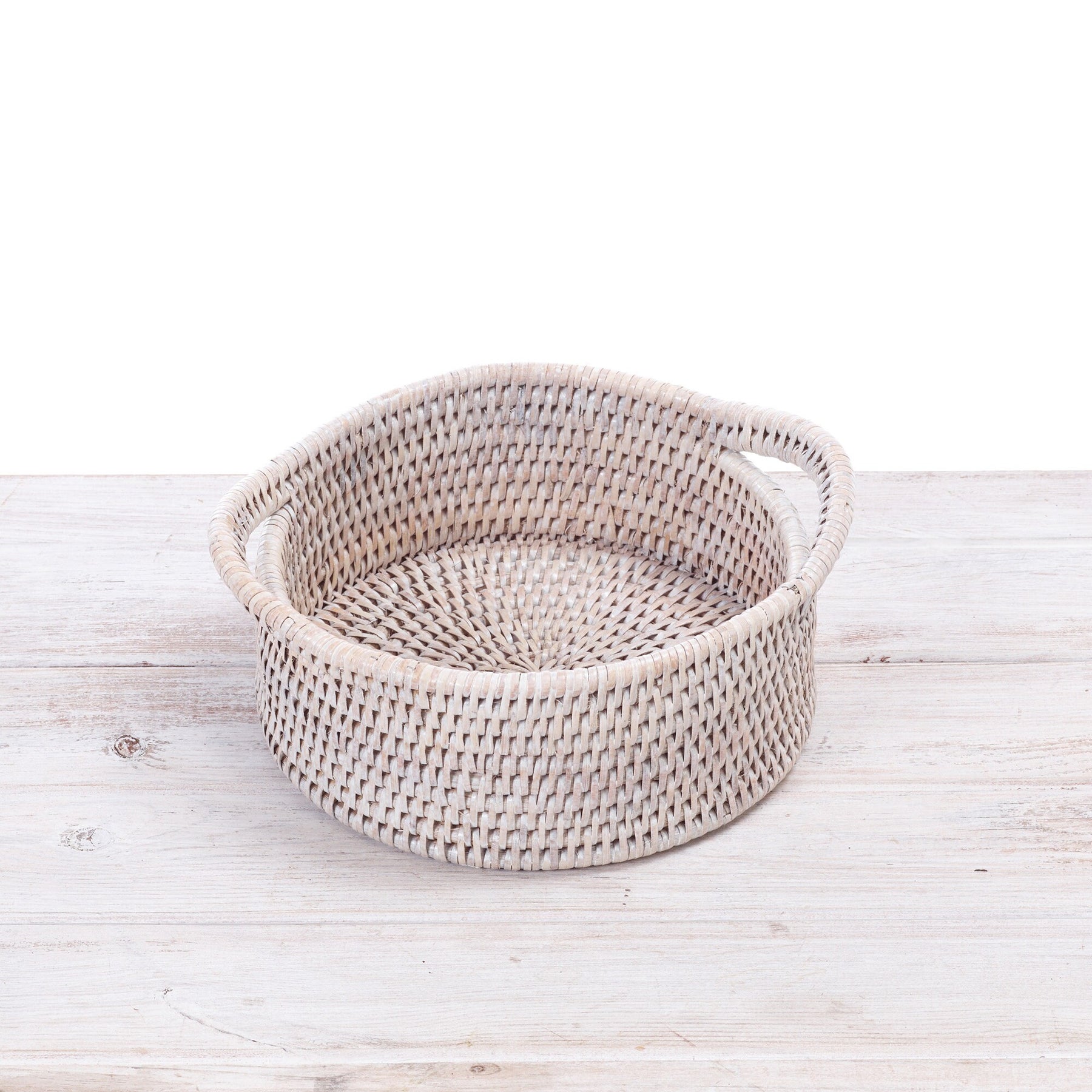 white round tray with handles