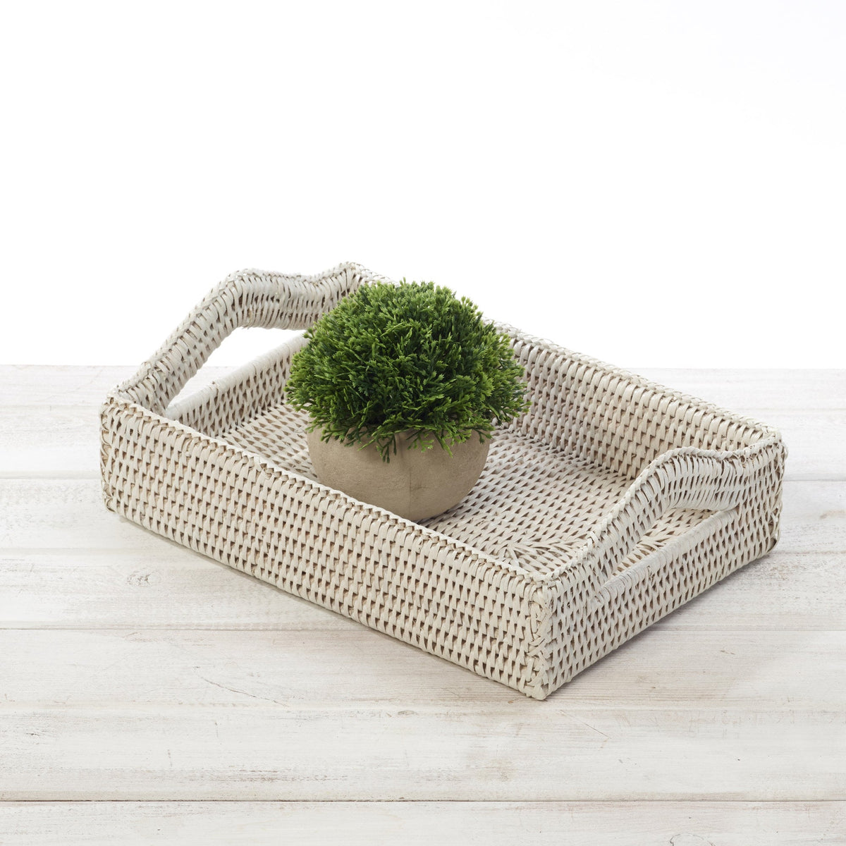 white rectangle tray with handles