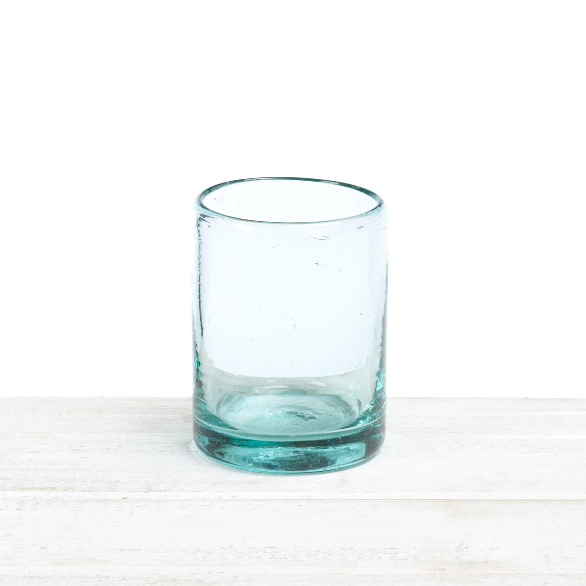 Recycled and Hand Blown Short Tumbler Glass (Clear)