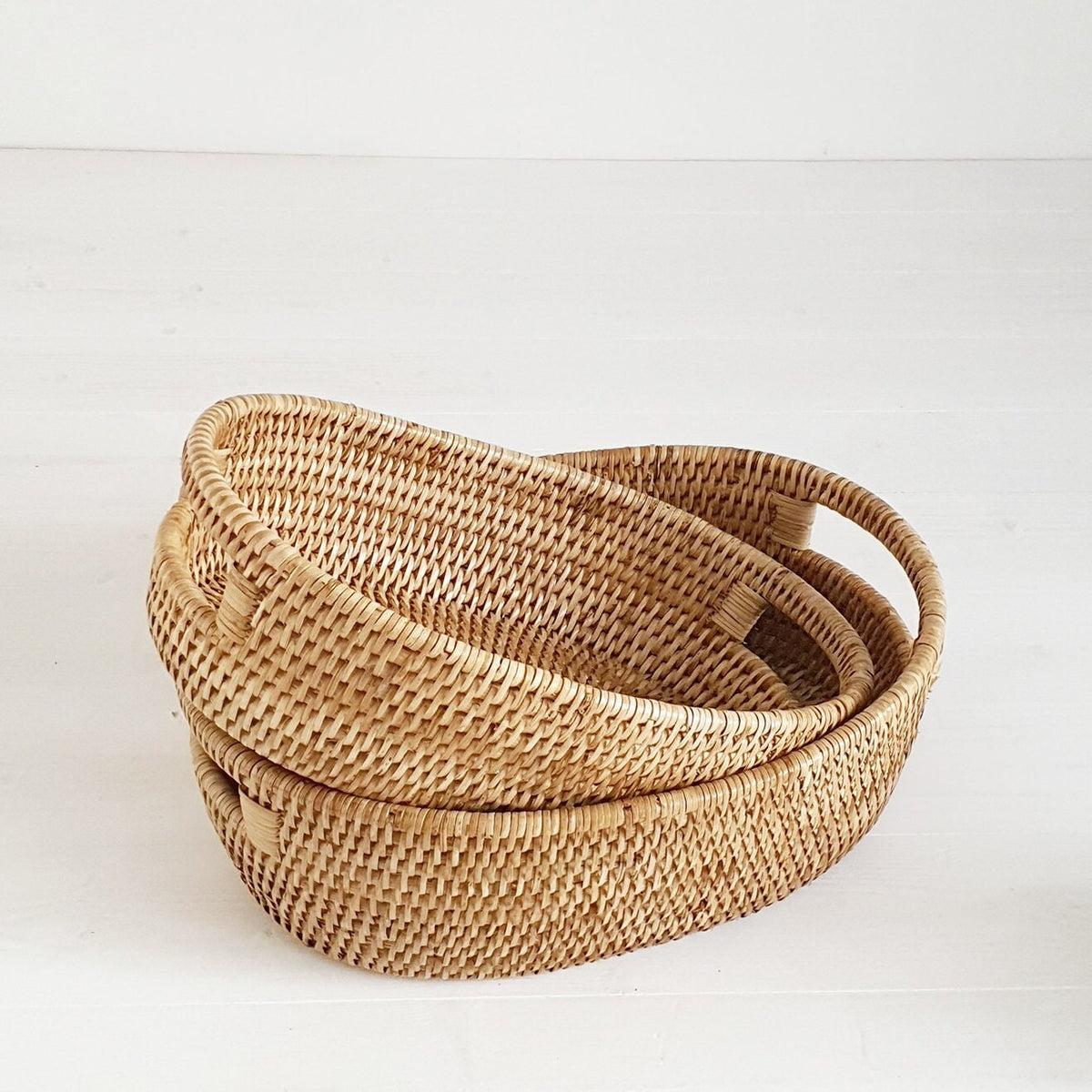 Rattan Oval Basket with Inset Handles