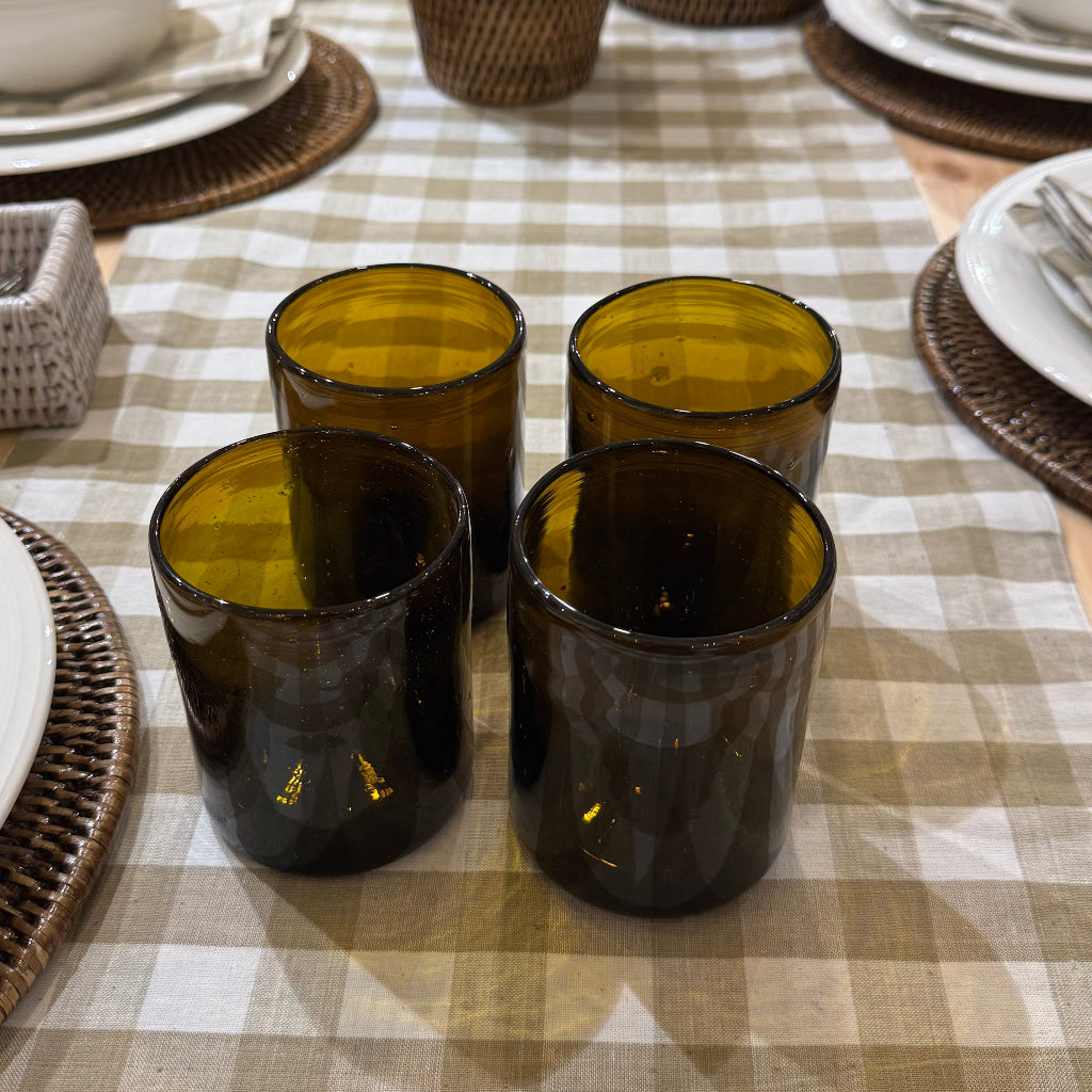 Recycled and Hand Blown Classic V Shape Glass Cup (Amber)